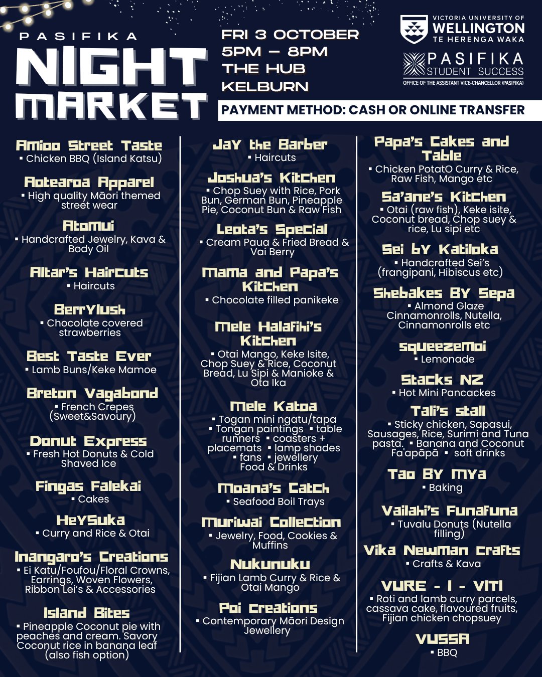 🥥🌴 Pasifika Night Market - Confirmed Stalls 🌴🥥 Skip the usual takeaway ...