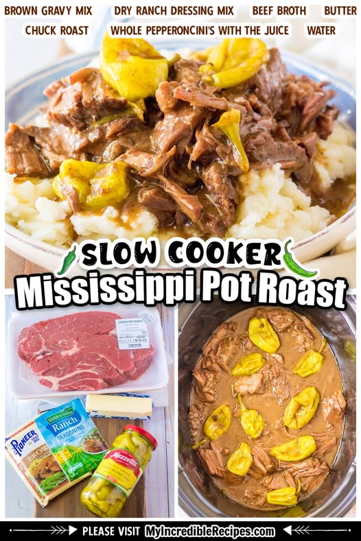 Recipes - Slow Cooker Mississippi Pot Roast is Soo Delicious! 🔥💖 Melt ...