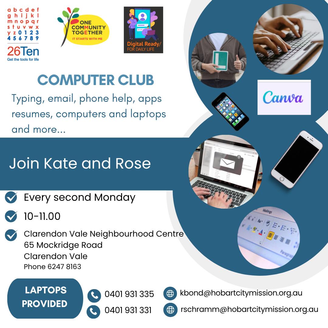 Clarendon - Computer Club is on again Monday 3rd November 2025. Pop ...