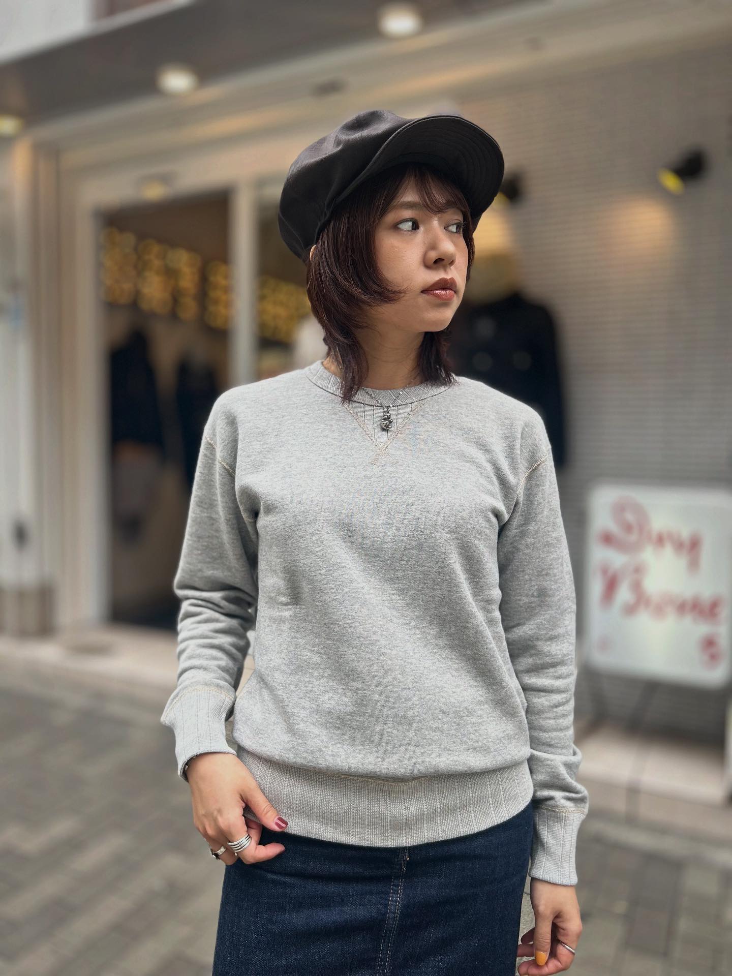 W Gazet Sweat Shirt】 color : GRAY,OATMEAL size : 36(S),38(M),40(L 