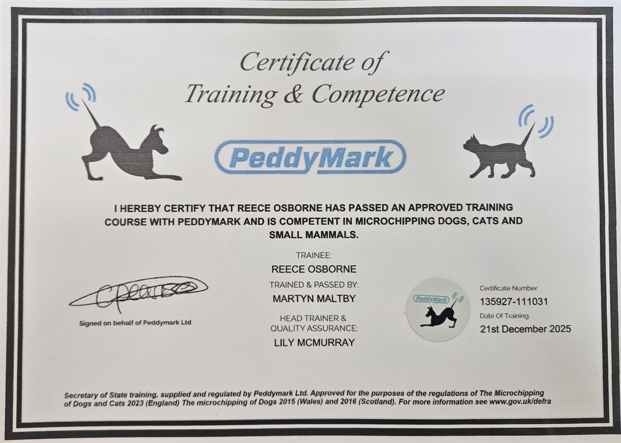 Heather's - Reece's certificate has arrived, fully qualified and ...