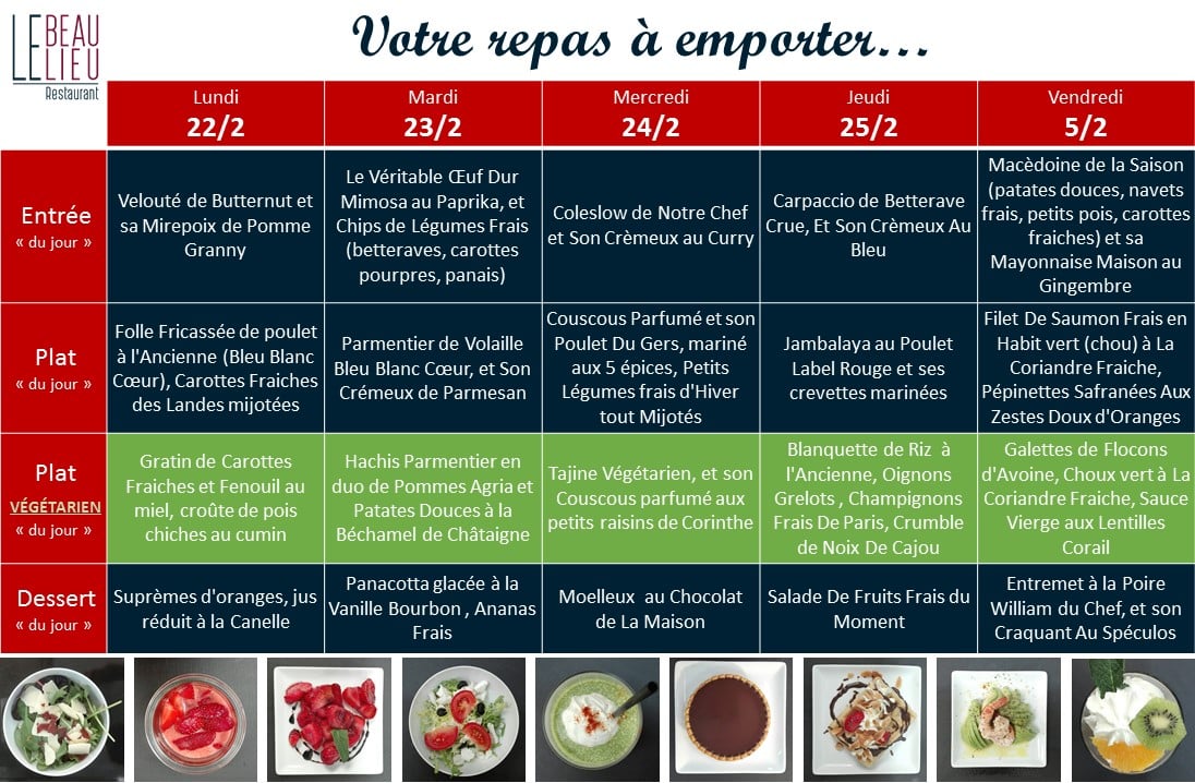 Le Beau Lieu - Bonjour ! 📣📣📣 Les REPAS A EMPORTER... reprennent ce ...