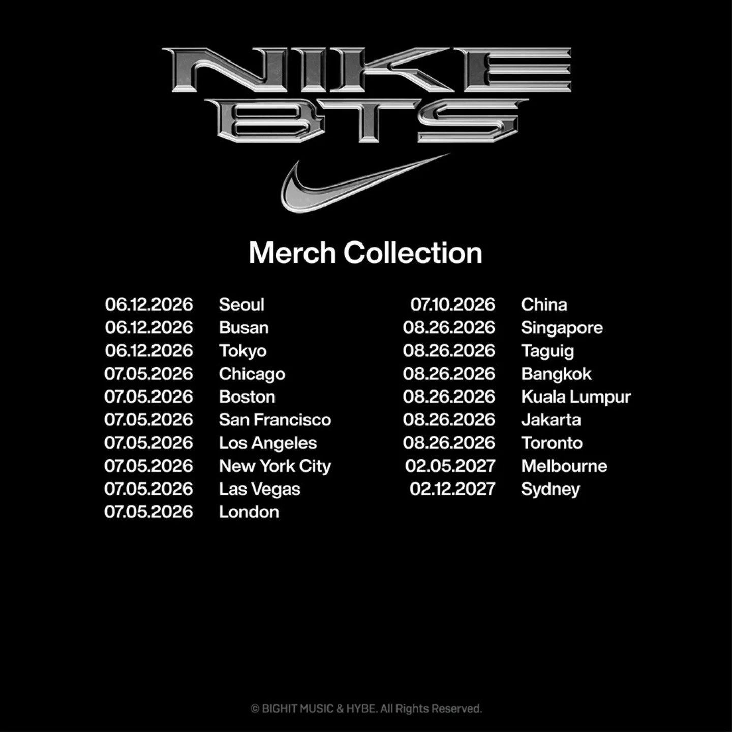 BTSxNIKE Introduce BTS WORLD TOUR “ARIRANG” Merch and Nike By You