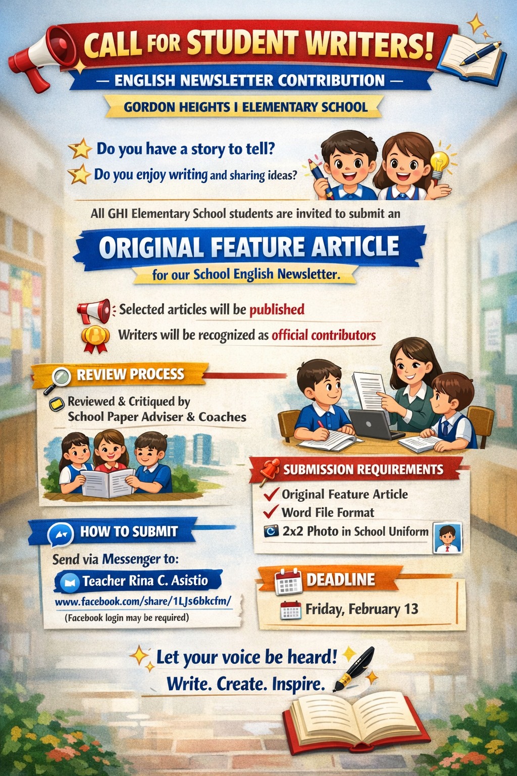 DepEd - 📰 ️ CALL FOR STUDENT FEATURE WRITERS! ENGLISH NEWSLETTER ...