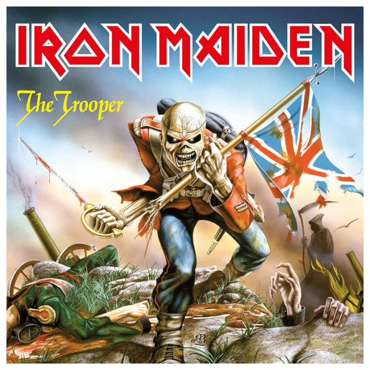 Now playing, The Trooper, Iron Maiden, another shaped picture disc