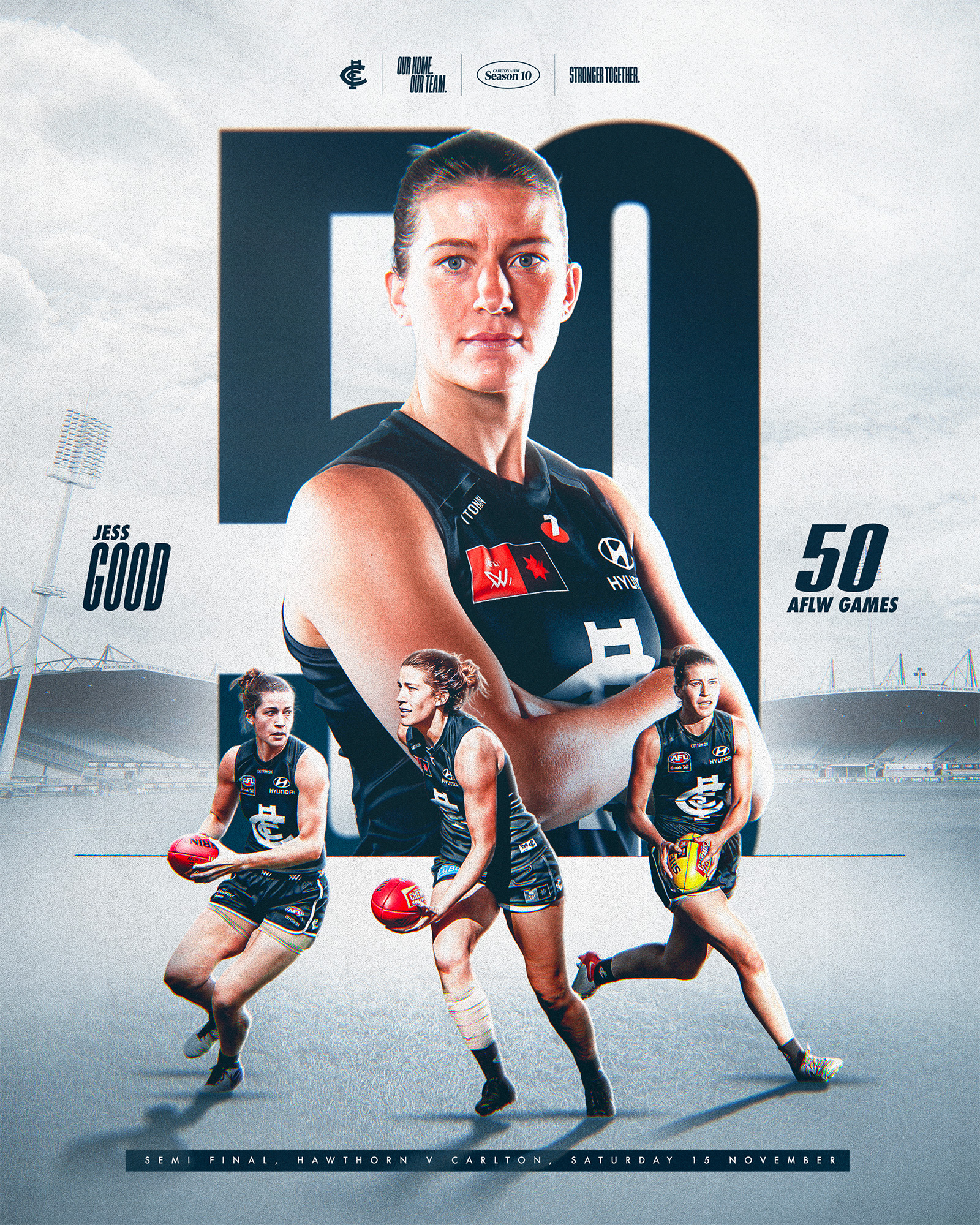 Carlton - Good news! Jess Good will play her 50th game in this Saturday ...