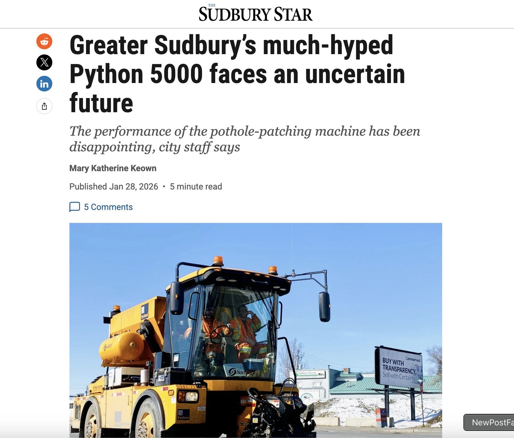 Mary - The #Python5000 #pothole-patching machine has failed to live up ...
