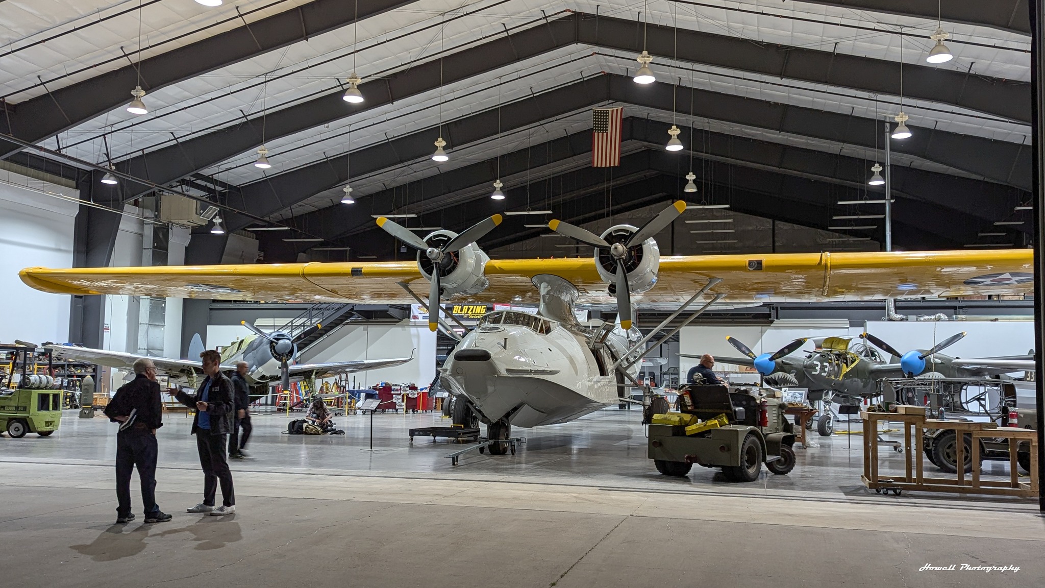 National - Early morning shot shows PBY Catalina (foreground), P-38 ...