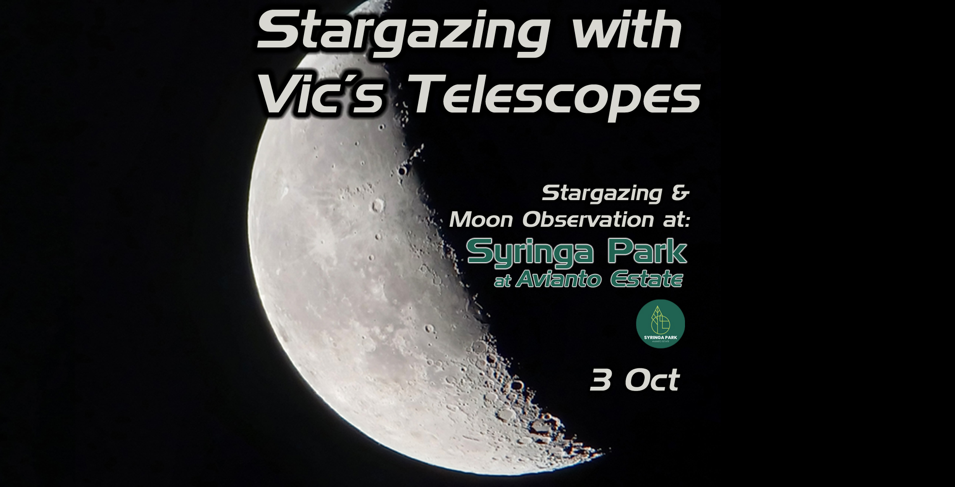 Stargazing & Moon Observation with Vic's Telescopes | Syringa Park 3 Oct