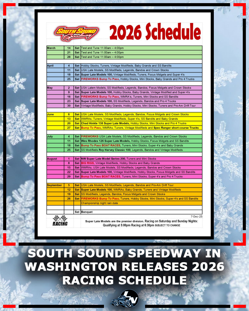 Legends - South Sound Speedway in Washington has released their 2026 ...