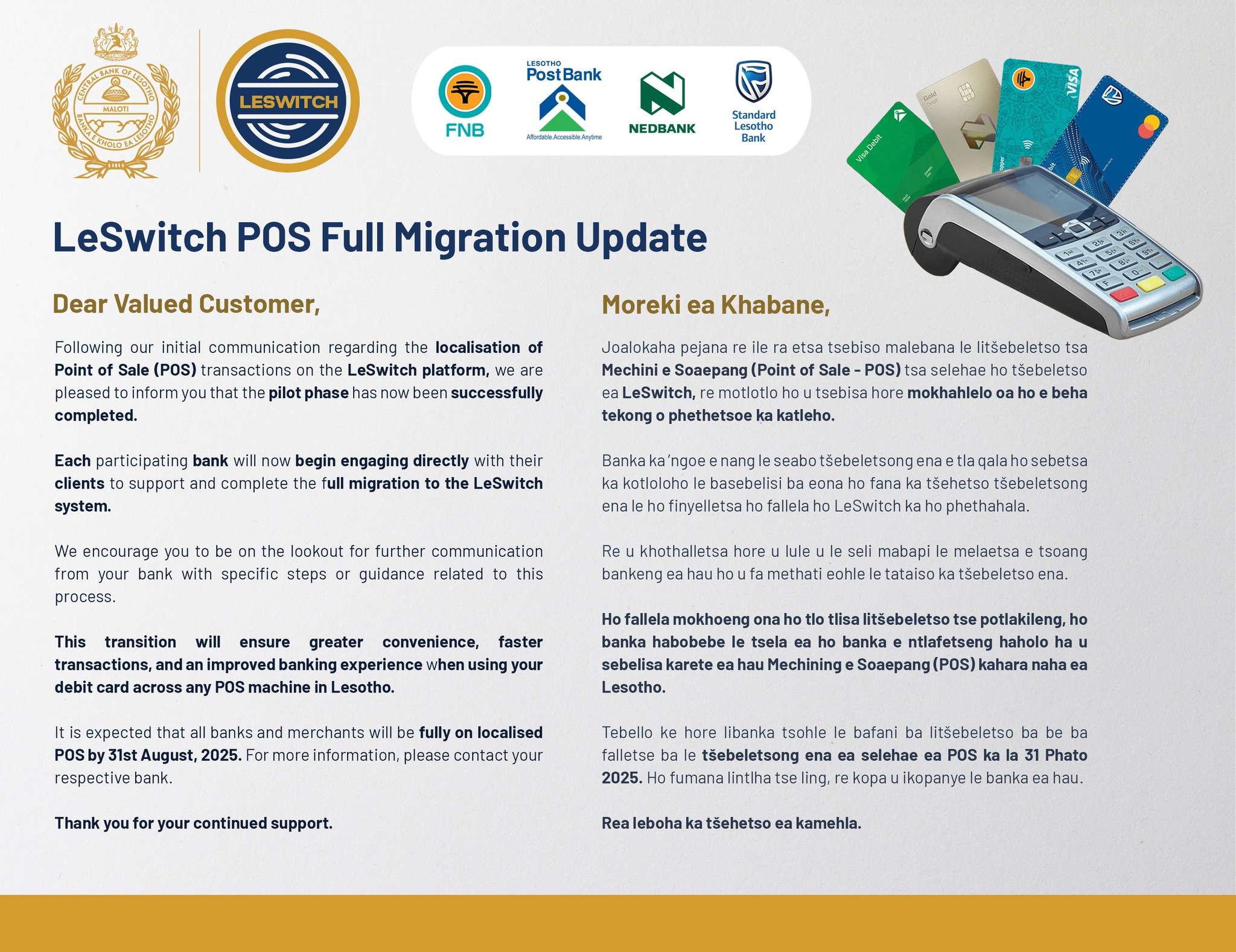 Central - Localisation of Point of Sale (POS) Pilot Phase Successfully ...