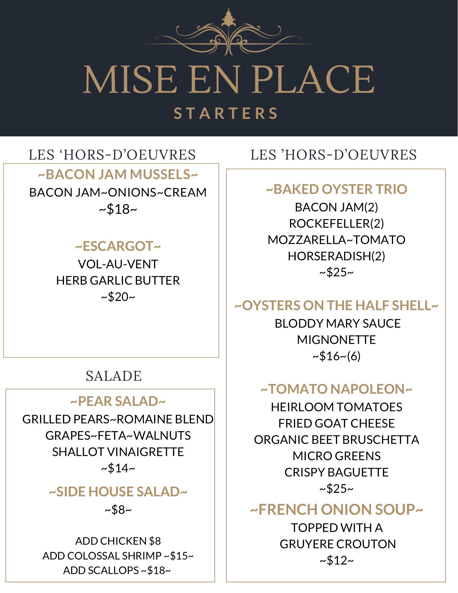Mise En Place Cumberland MD... - Mise En Place Cumberland MD
