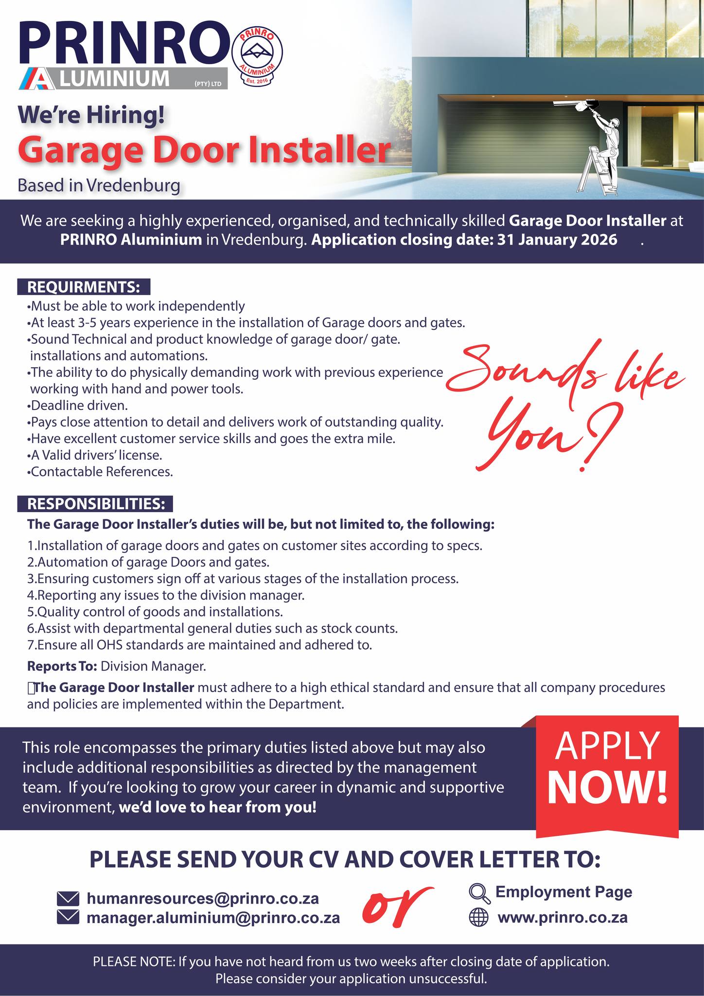 🚪🔧 WE’RE HIRING! 🔧🚪... - Prinro Building and Steel Merchants | Facebook