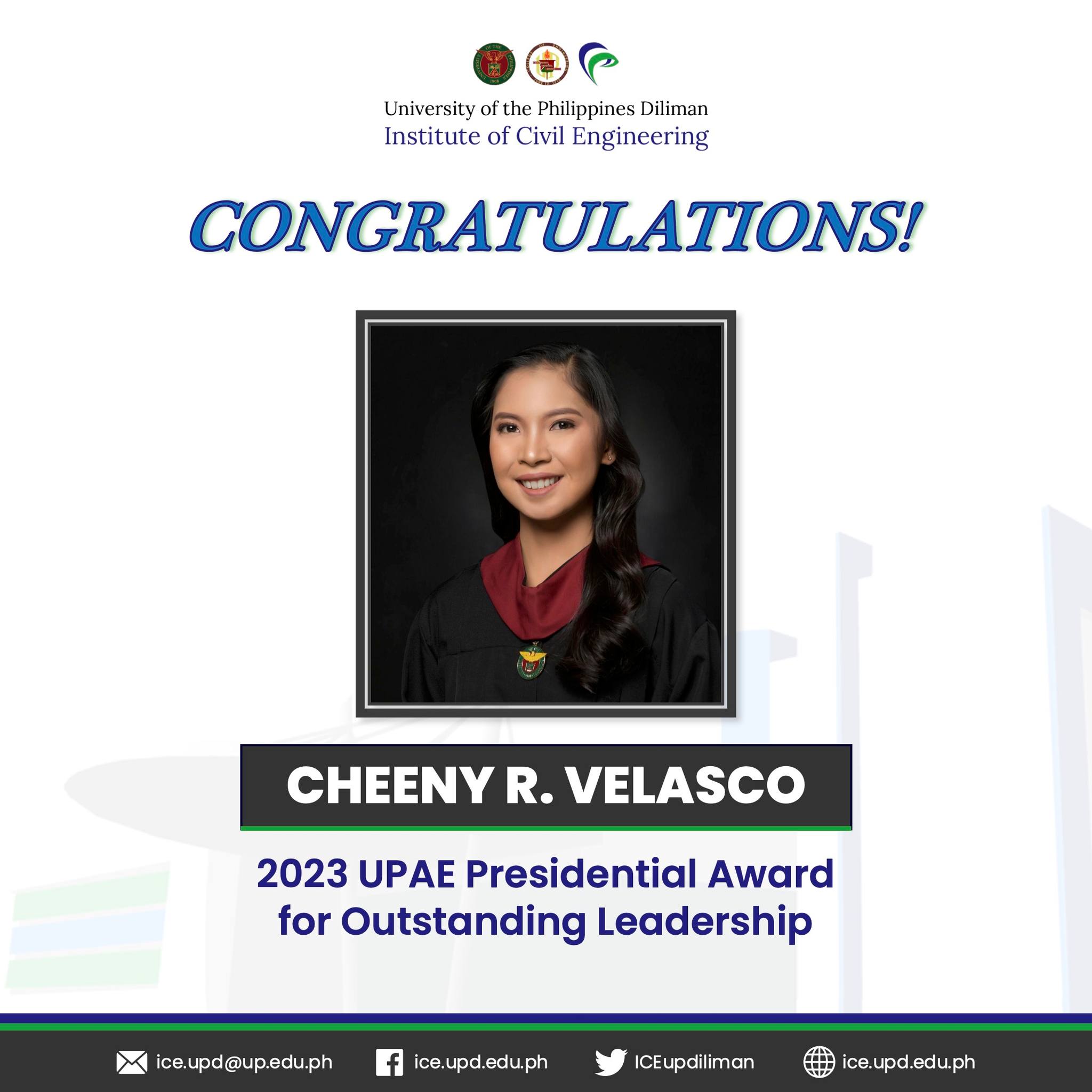 UP - UP ICE proudly congratulates Cheeny R. Velasco, BSCE graduate, for ...