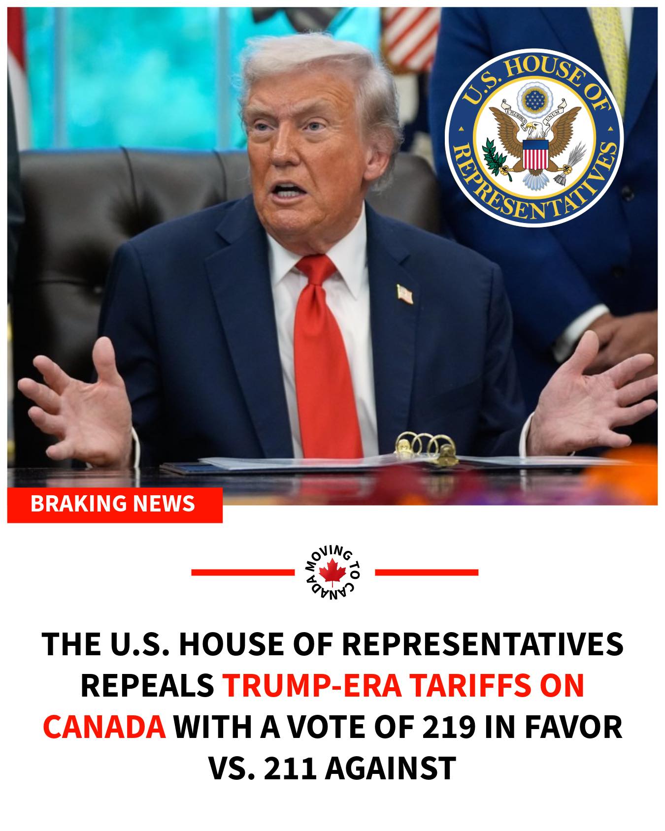 Moving - 🇺🇸 U.S. HOUSE VOTES TO END TRUMP‑ERA CANADA TARIFFS! 🇨🇦 The U ...