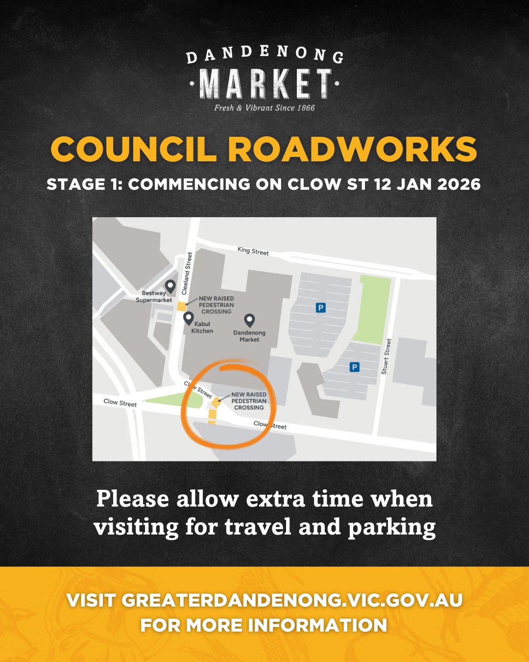 Council Roadworks 👷⚠️ Commencing 12 Jan... - Dandenong Market | Facebook