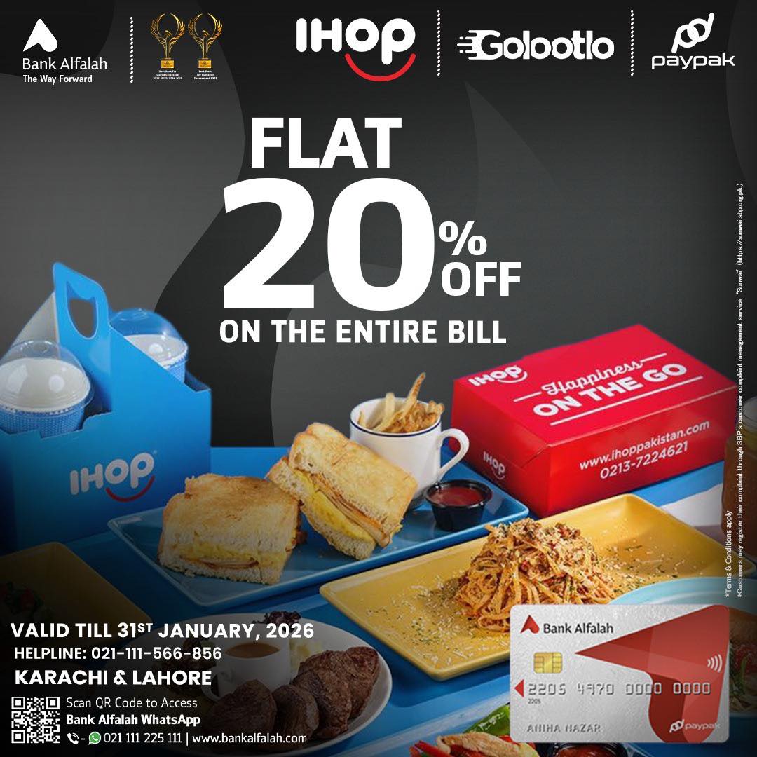 Bank Alfalah - Enjoy a flat 20% off on your entire bill at... | Facebook