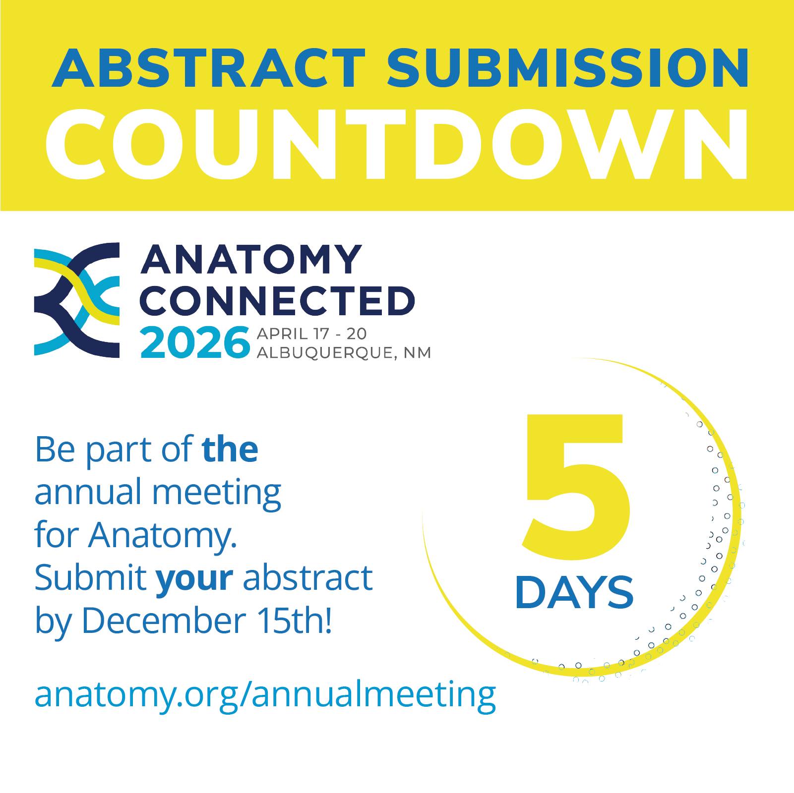 American - 5 days left to submit your abstracts by the first deadline ...