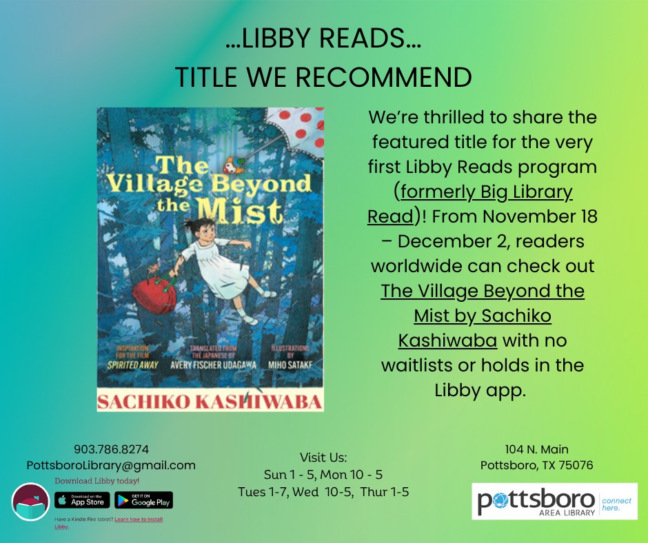Pottsboro - We’re thrilled to share the featured title for the very ...