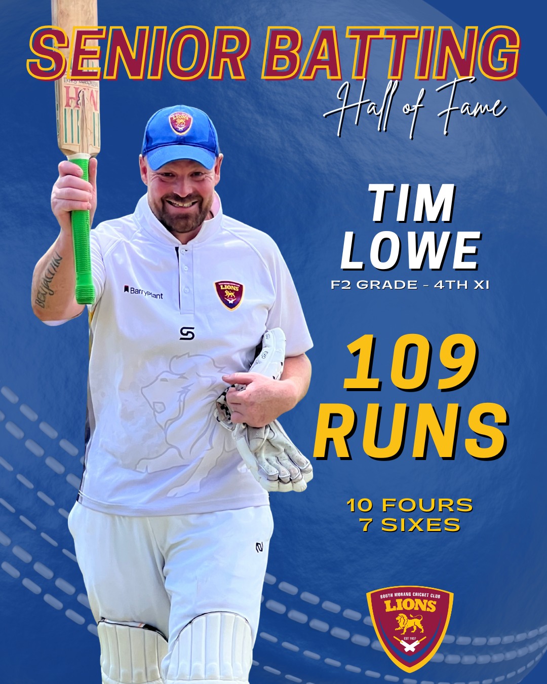 South - An incredible knock on the weekend from Tim Lowe in the 4th XI ...