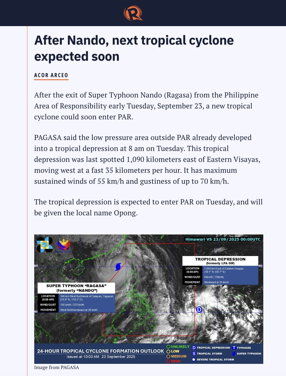Rappler - #WeatherAlert: PAGASA says the low pressure area outside the ...