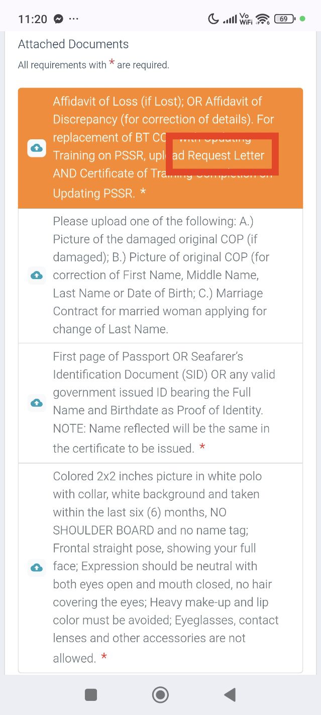 REQUEST LETTER for BT COP incorporating BT PSSR Updating. Requirement ...