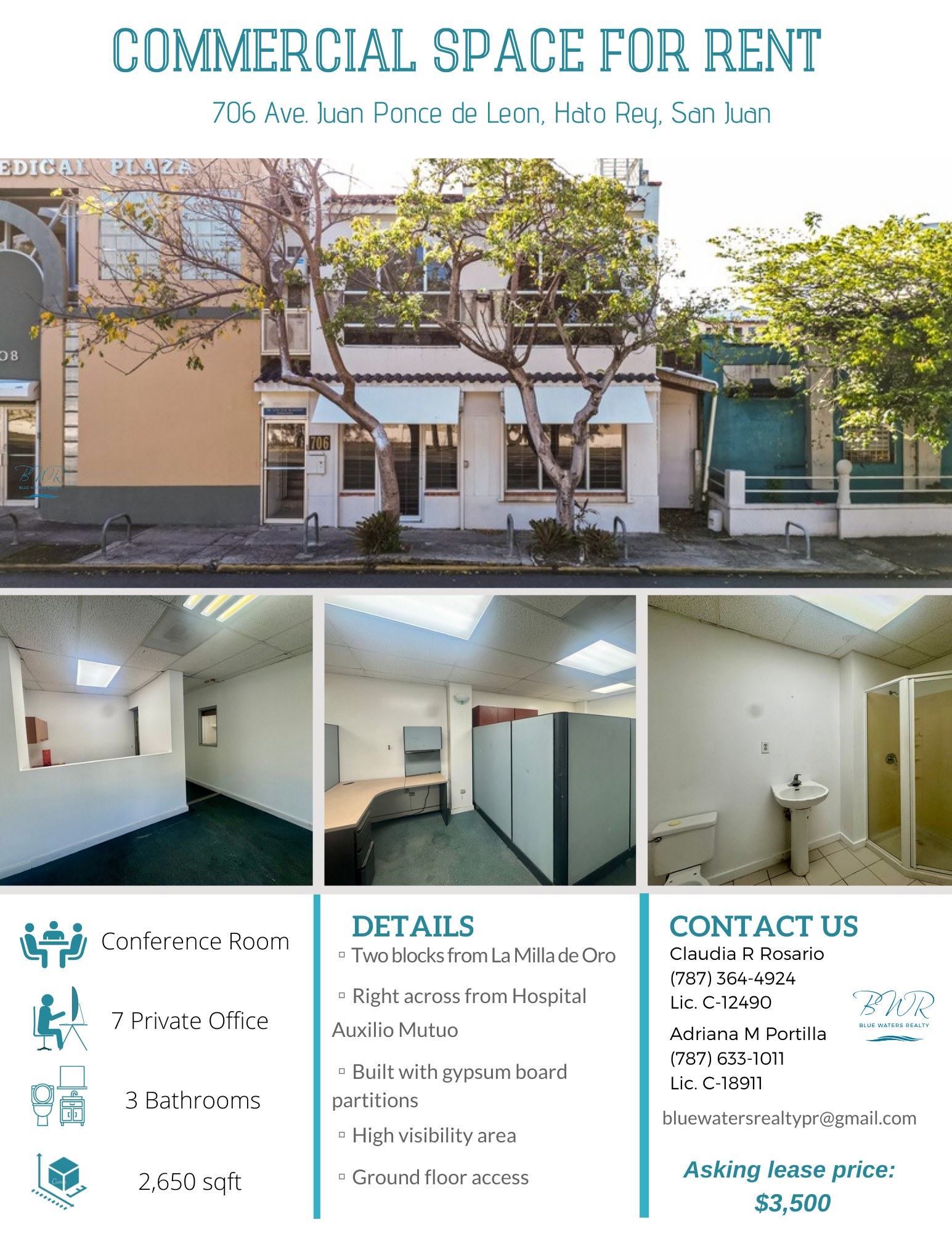 Blue - 🚨 COMMERCIAL SPACE FOR RENT 🚨 2,650 sq. ft. of prime first-floor ...