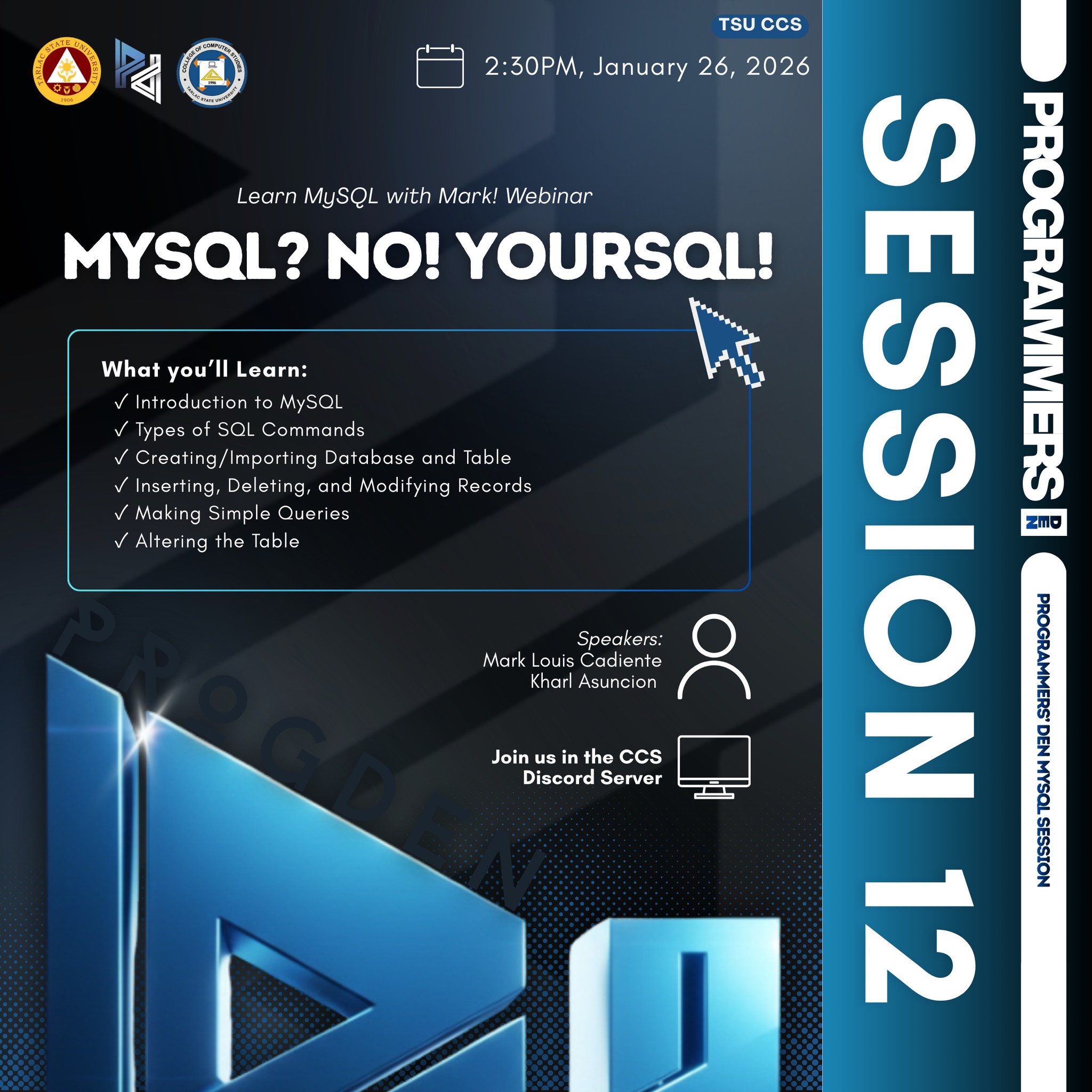 // 𝐌𝐲𝐒𝐐𝐋? 𝐍𝐨! 𝐘𝐨𝐮𝐫𝐒𝐐𝐋! MySQL... - CCS Programmers' Den | Facebook