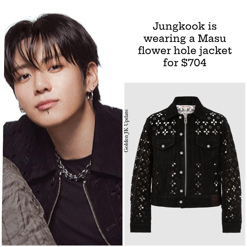 Jungkook is wearing a Masu flower hole jacket worth $704 for BTS