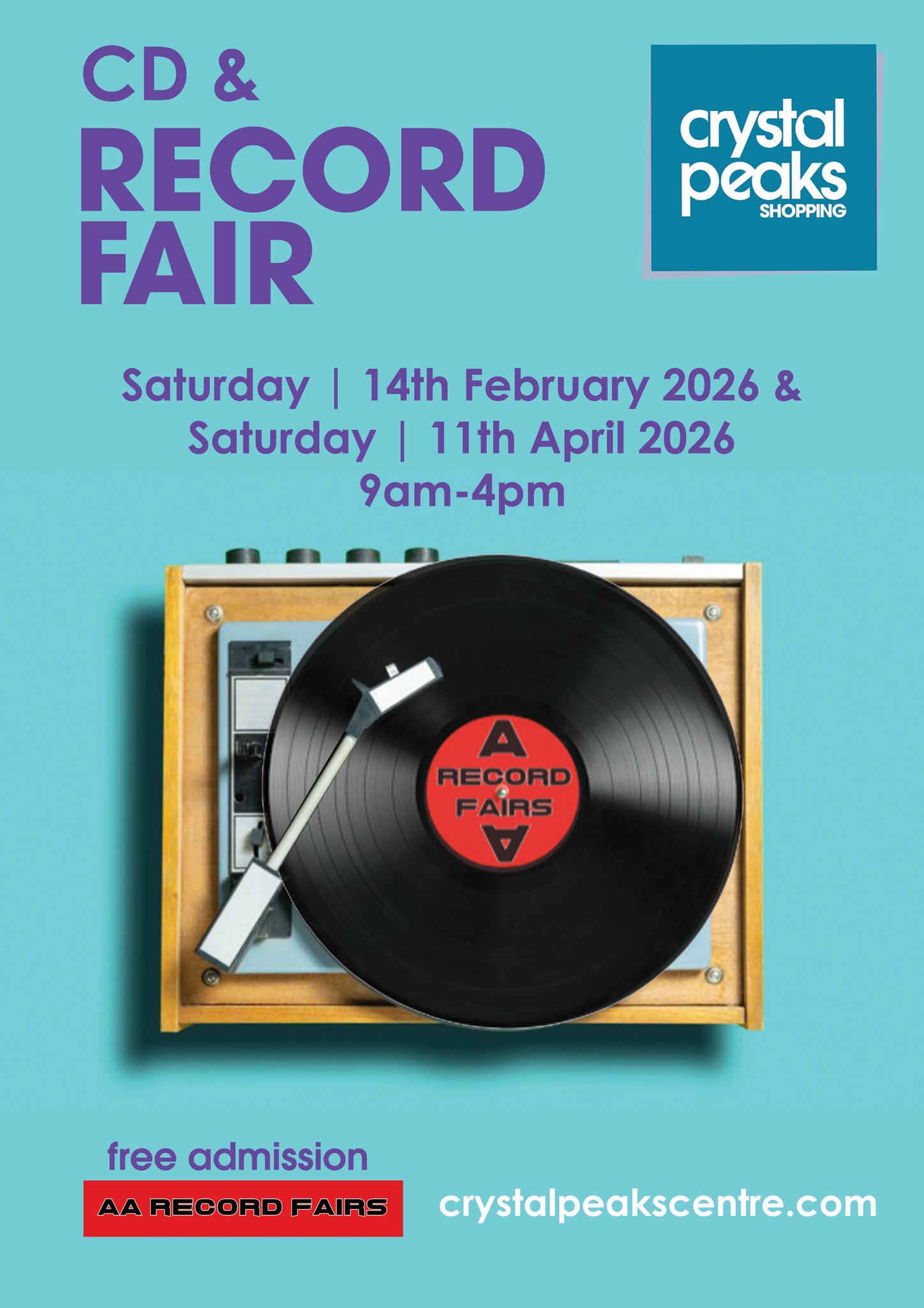 Crystal - AA Record Fairs will be bringing their event to Crystal Peaks ...