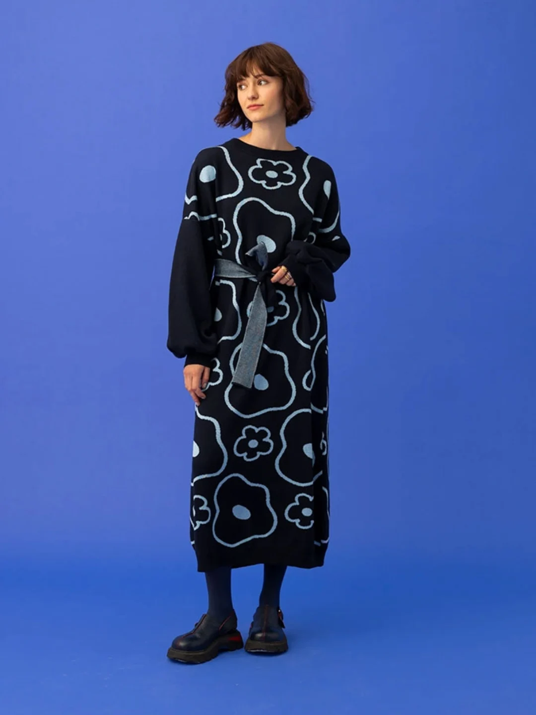 Lovely blue maxi dress 💕 #adeliepengu #knitteddress #wintercollection #Tinyshop https://tiny-shop.gr/product/adelie-pengu-elle-knitted-dress -minimal-floral-colours-o-s