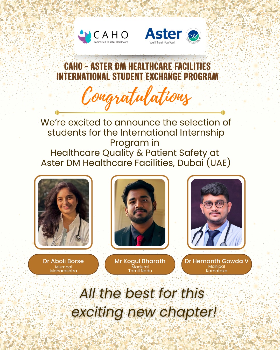 CAHO - Hearty congratulations to the selected students of the CAHO ...