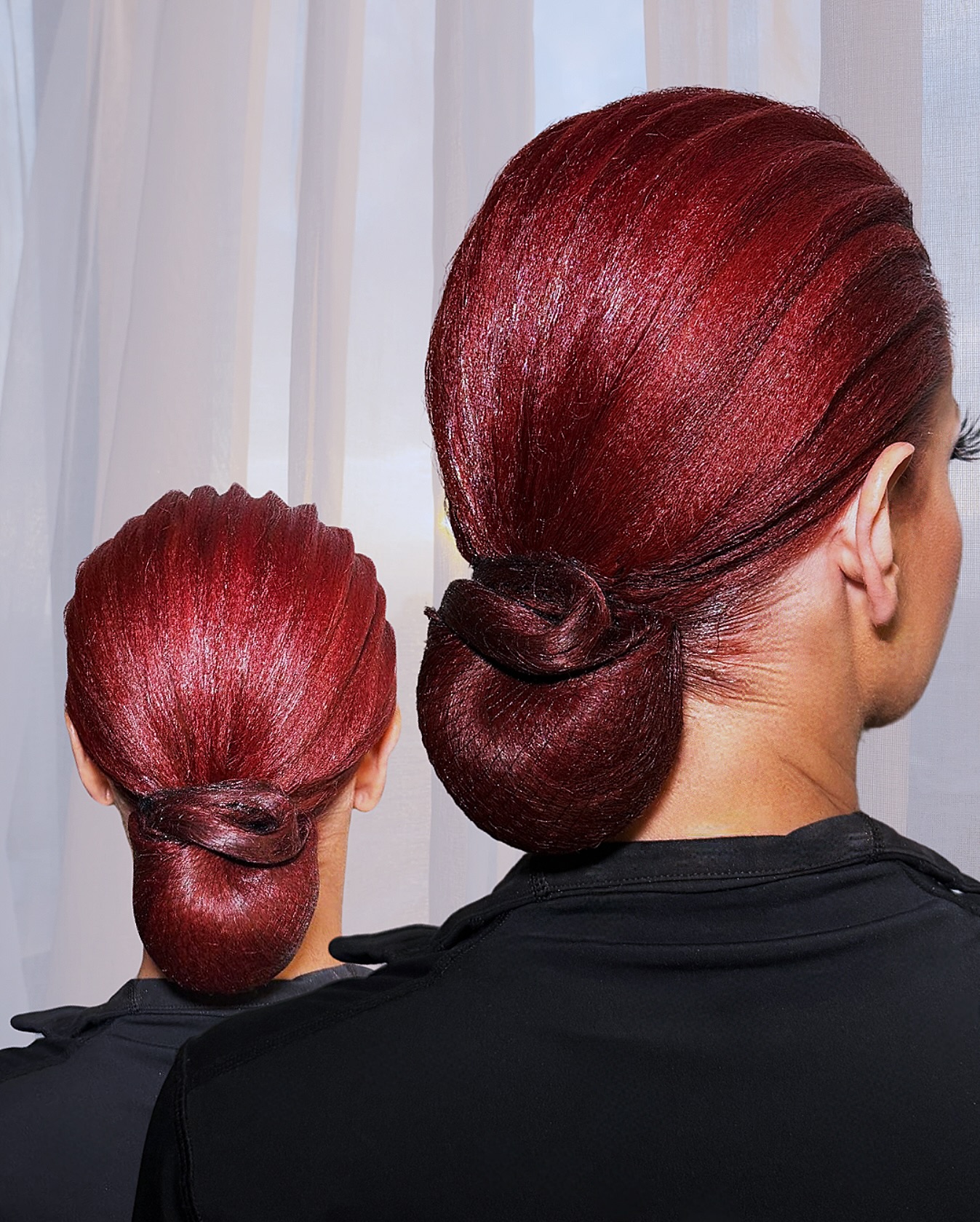Boyko & Co. - 💃🏻Sleek yet intricate, this deep red updo blends ...