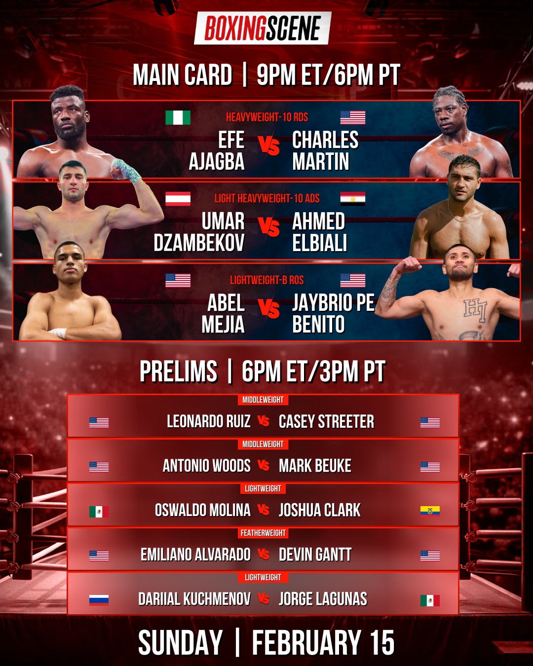 Mornin' fight fans! We kick off the action at the top of the hour