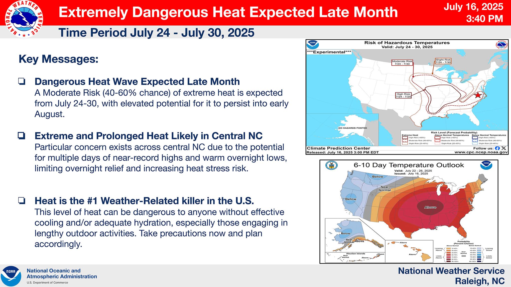 Wilson - FYI: The US National Weather Service Raleigh NC is calling for ...