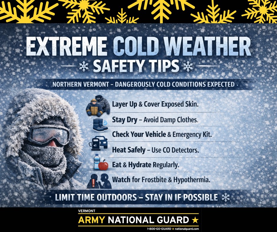 Vermont - ️ EXTREME COLD WEATHER – SAFETY REMINDER ️ Northern Vermont ...