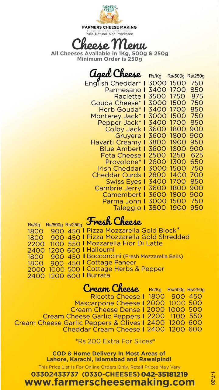 Check out our complete menu! Our... - Farmers Cheese Making | Facebook