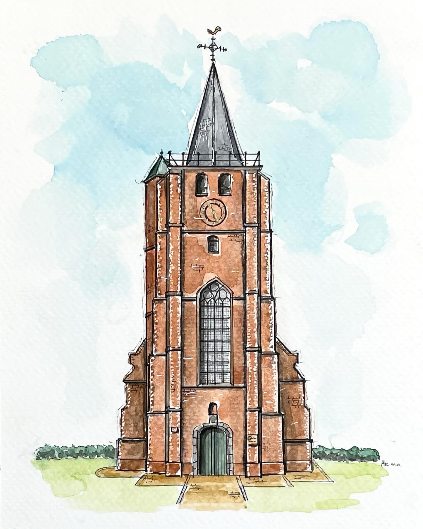 By Arma - De #jacobuskerk in #renesse. Ik tekende deze voor iets heel ...
