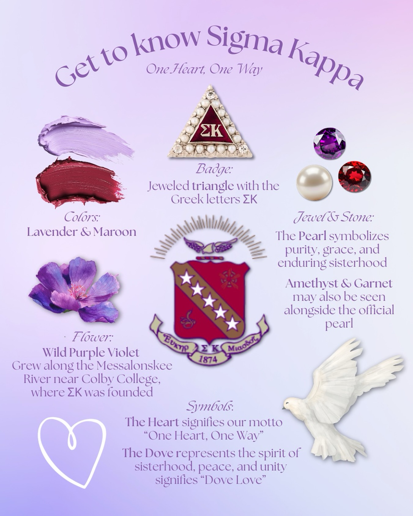 UF - Get to know Sigma Kappa! 💜🕊️ These are some of the core symbols ...