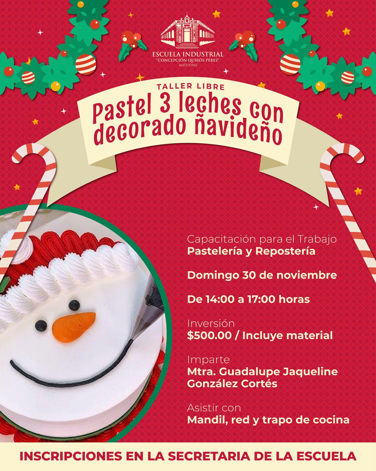 Escuela - 🎄🍰 Taller libre: Pastel 3 leches con decorado navideño 🍰🎄 La ...