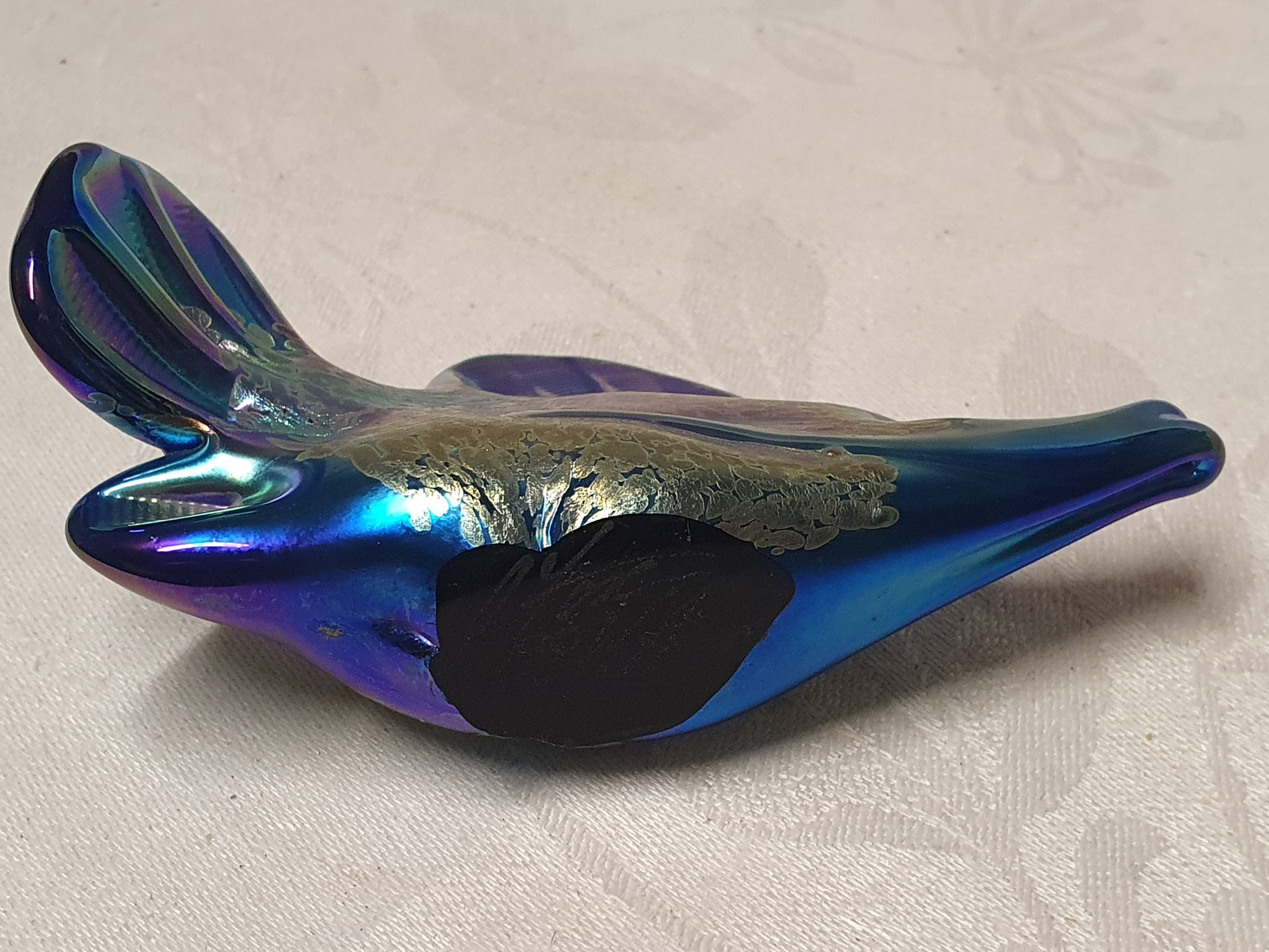Alan Fox Iridescent glass fish.. $95. SOLD PENDING Signed to base
