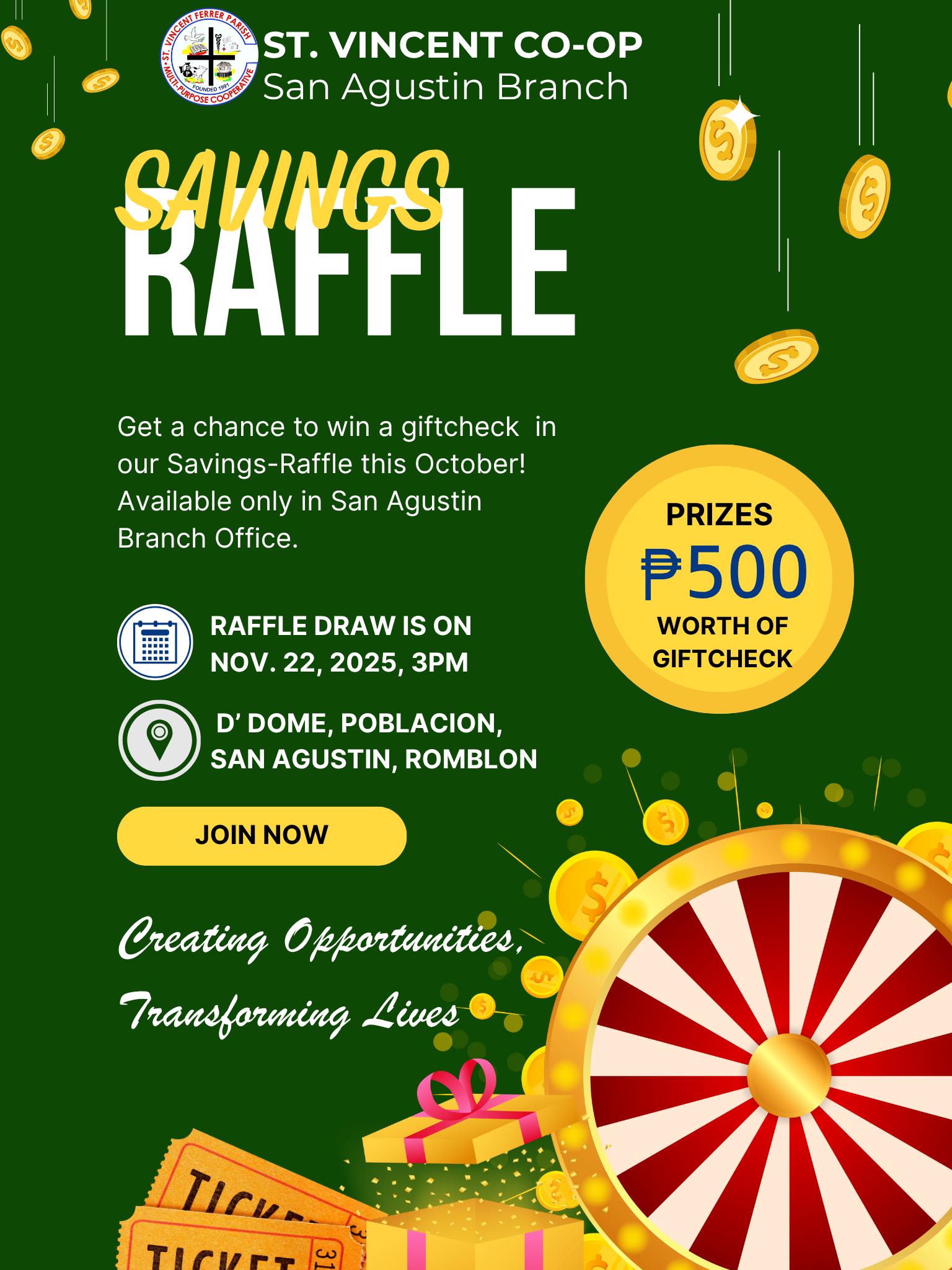 🎉 SAVINGS RAFFLE ALERT! 🎉 Join St.... - St. Vincent Coop | Facebook