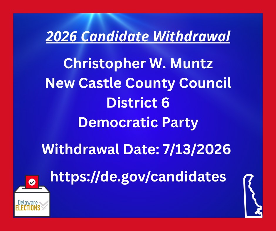 Christopher W. Muntz withdraws from New Castle County Council