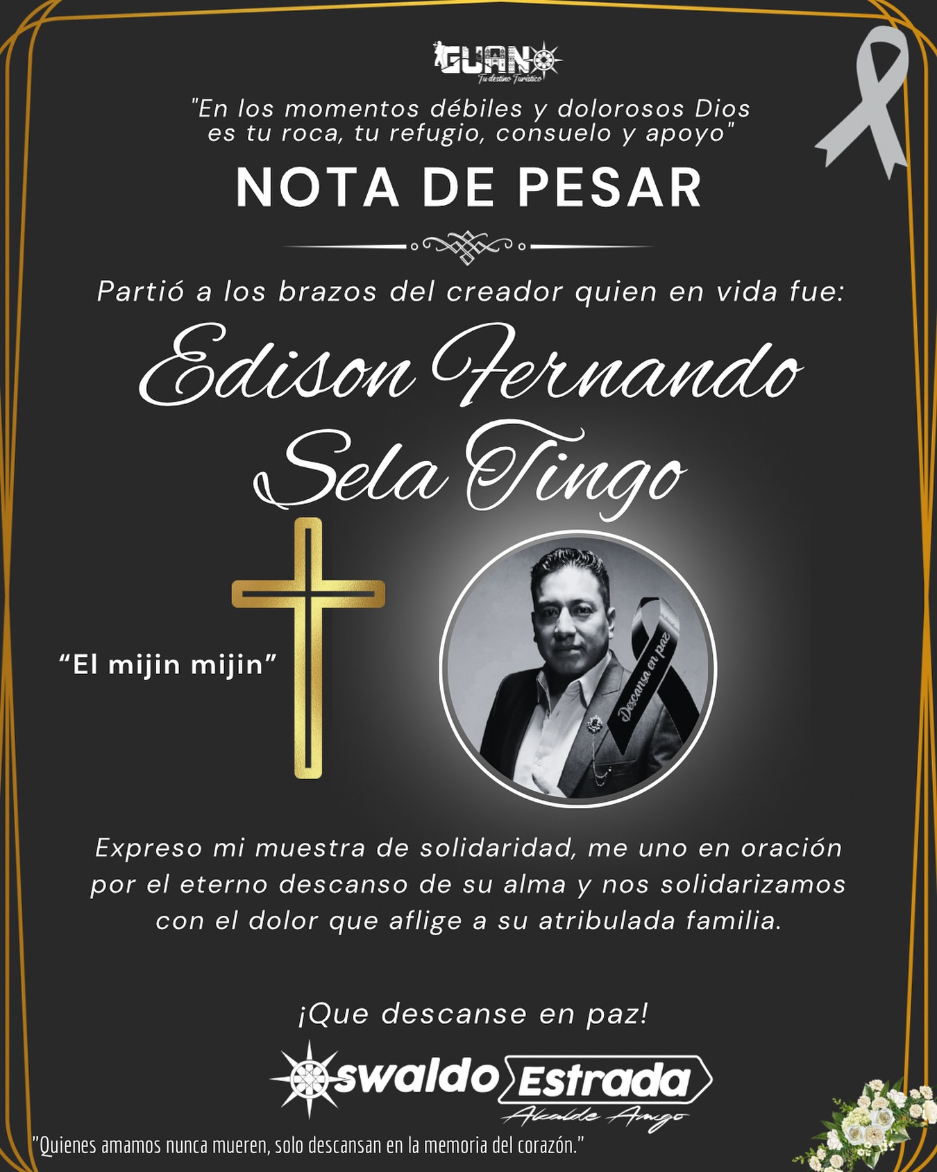 Oswaldo - #DescansaEnPaz 🖤🖤Ha dejado de existir quien en vida fue: 🖤🖤 ...