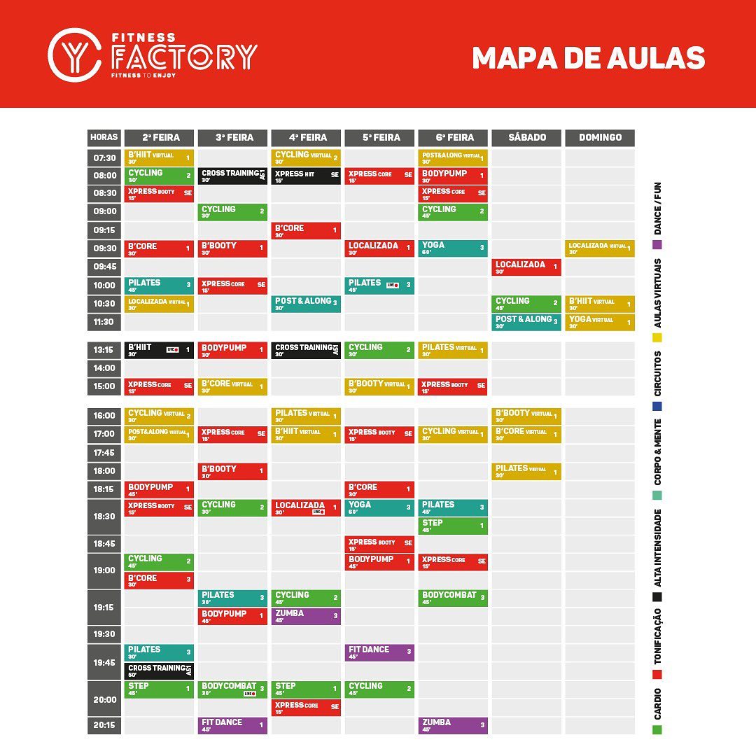 Novo Mapa de Aulas 💥💥 As aulas... - Fitness Factory Leiria