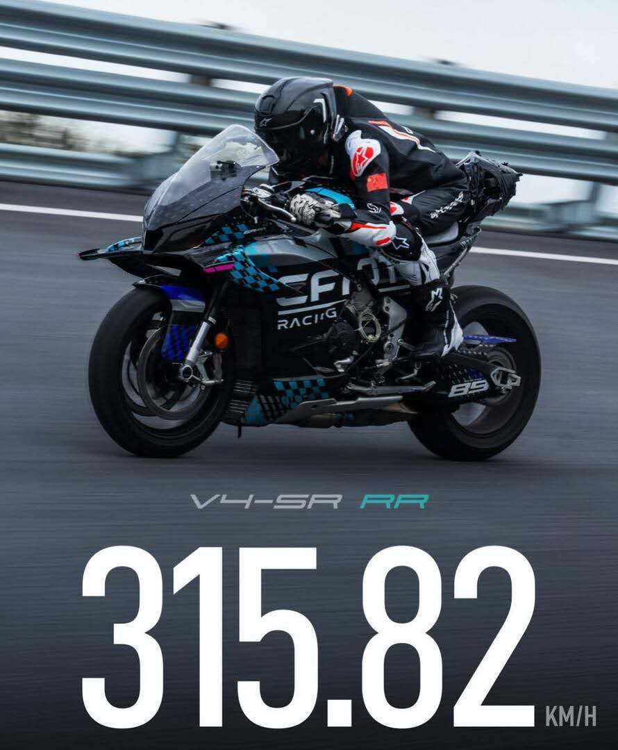 The CFMOTO V4-SR RR has officially set a new Chinese motorcycle