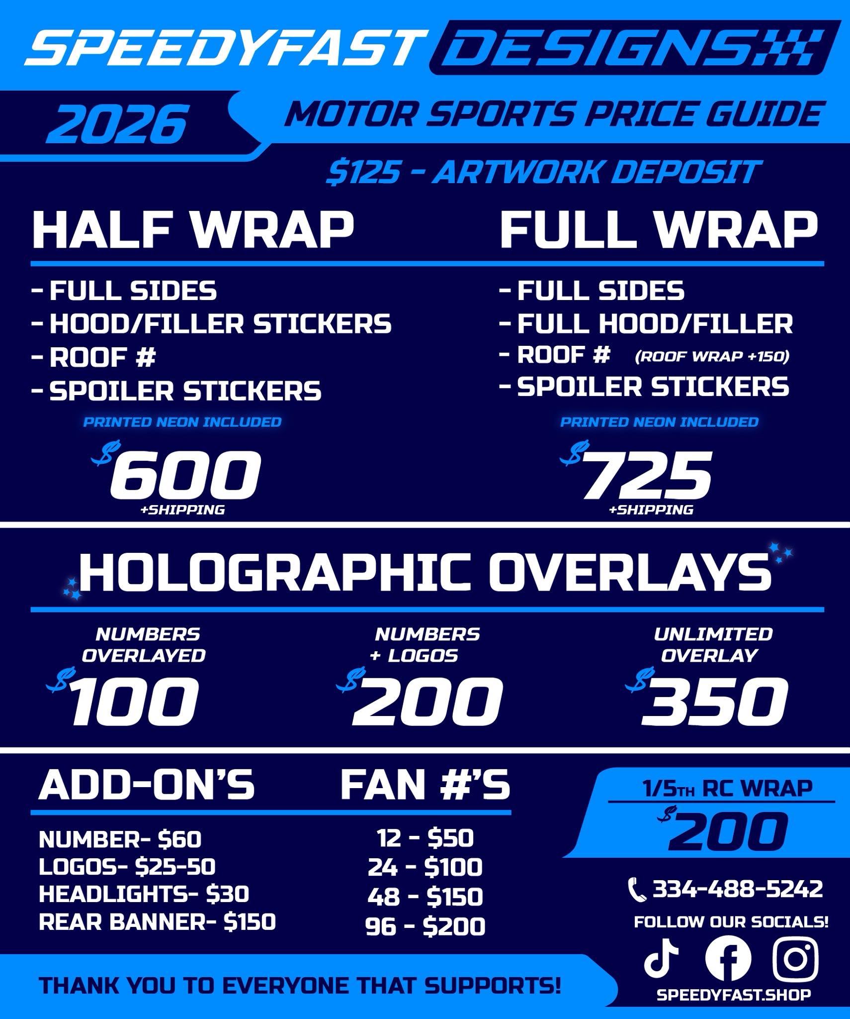 Speedy - 2026 Price Guide! 🤙🏼 We are now printing everything in house ...