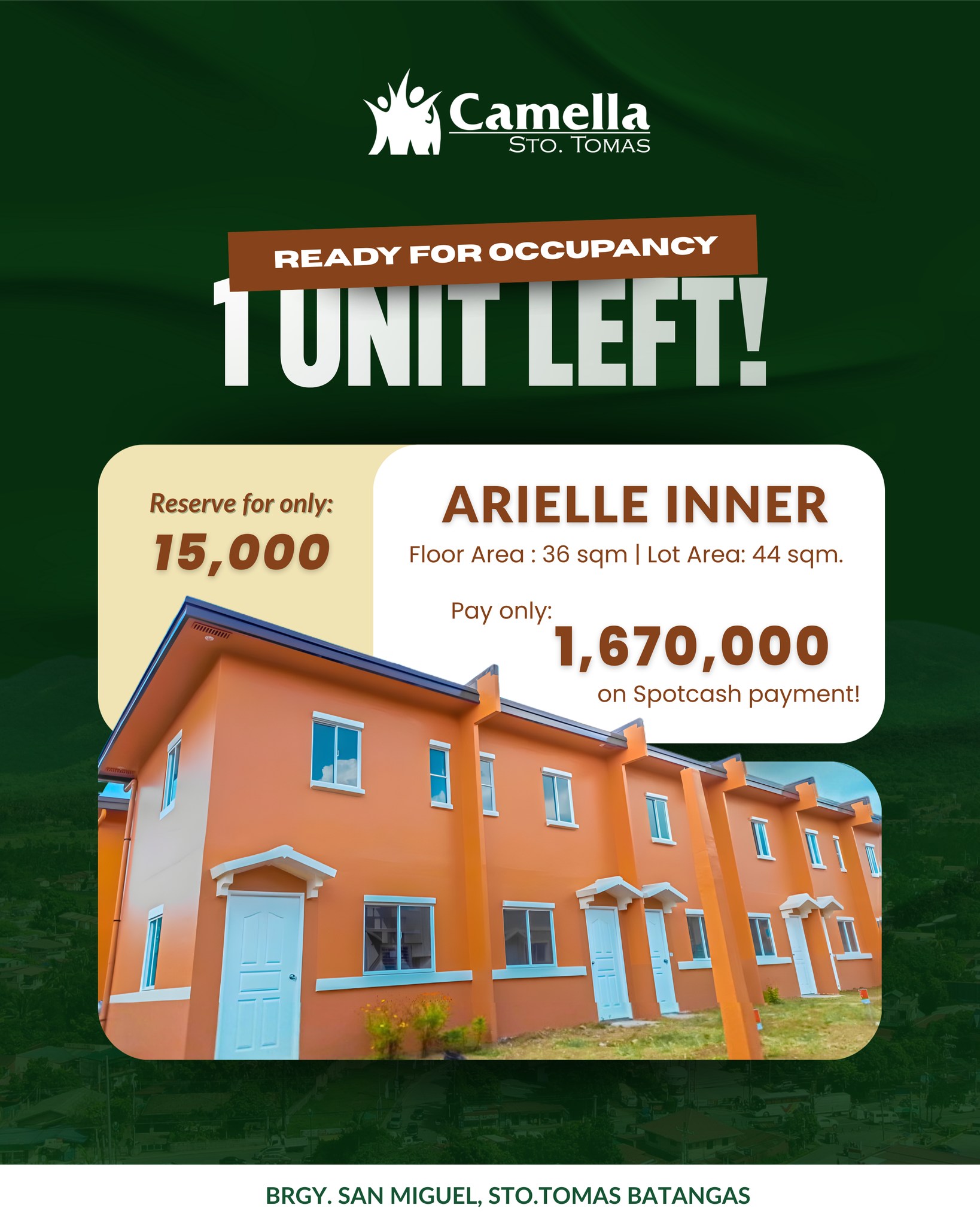 Camella - 🏡 READY FOR OCCUPANCY – LAST UNIT ONLY! 📍 Camella Sto. Tomas ...