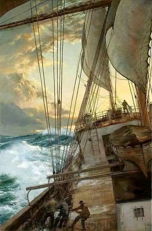 Montague Dawson's Rising Wind oil painting