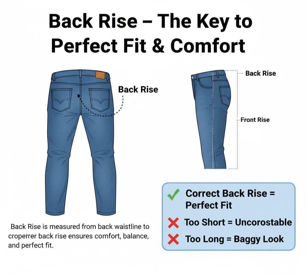 Garments - 🔹 Back Rise কী? (Back Rise in Garments Measurement) Back ...